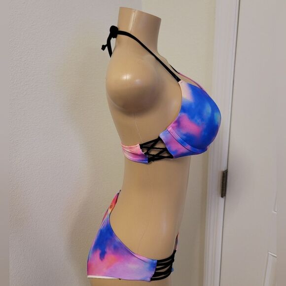 PINK VICTORIA SECRET COLORBLOCK TWO PIECE BIKINI SWIMSUITS - Picture 5 of 15